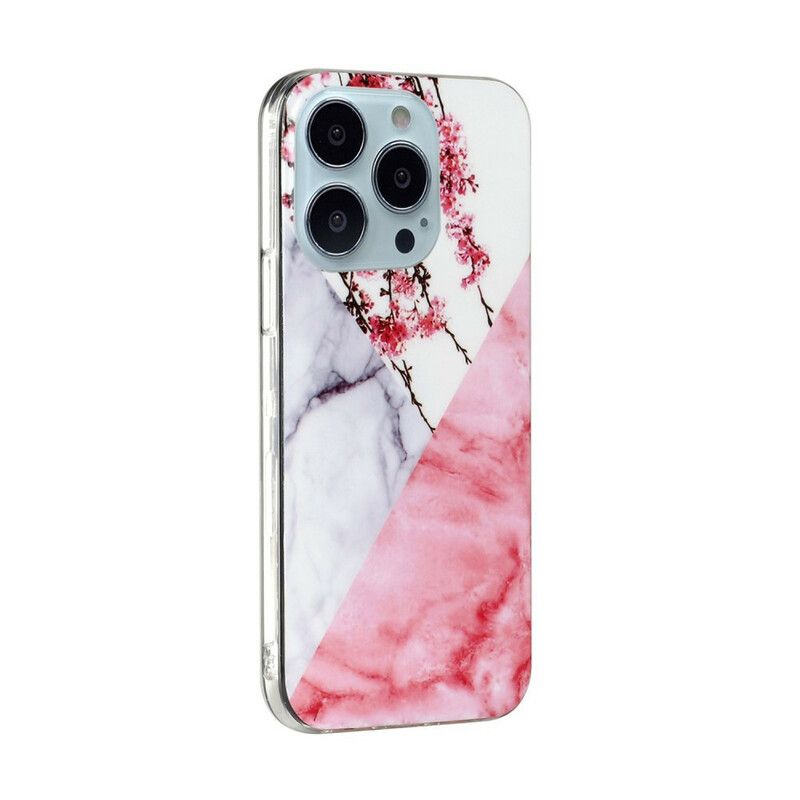 Cover iPhone 13 Pro Max Telefon Etui Marmorerede Blommeblomster