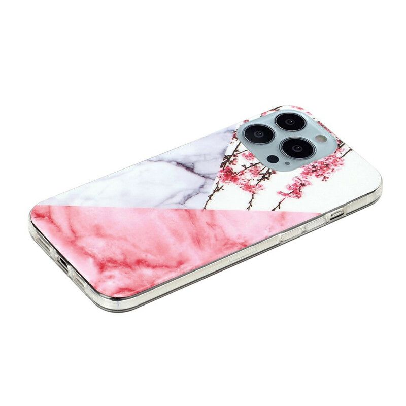 Cover iPhone 13 Pro Max Telefon Etui Marmorerede Blommeblomster