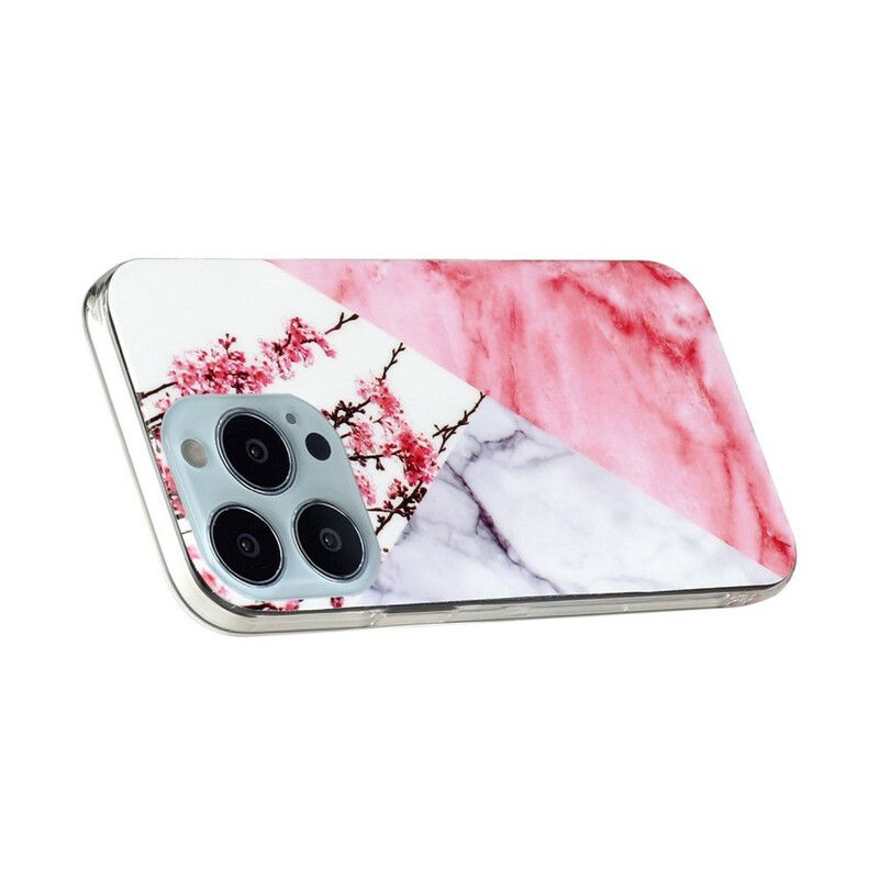 Cover iPhone 13 Pro Max Telefon Etui Marmorerede Blommeblomster