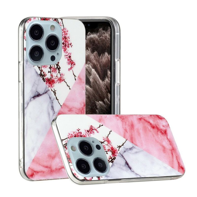 Cover iPhone 13 Pro Max Telefon Etui Marmorerede Blommeblomster