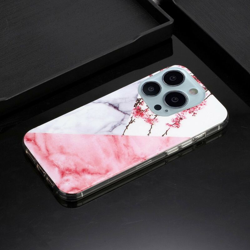 Cover iPhone 13 Pro Max Telefon Etui Marmorerede Blommeblomster