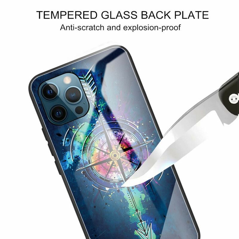 Cover iPhone 13 Pro Max Vindrose Af Hærdet Glas