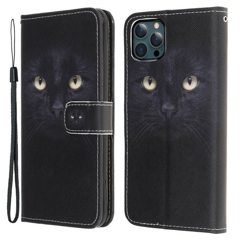 Flip Cover iPhone 13 Pro Max Black Strappy Cat Eyes