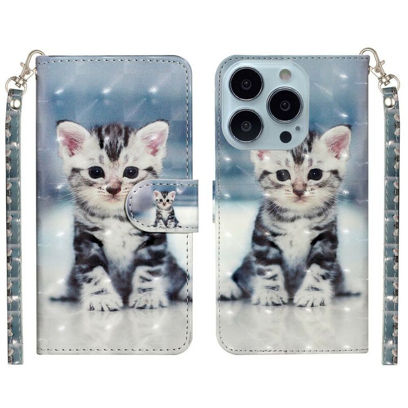 Flip Cover iPhone 13 Pro Max Kitten Light Spots Strappy