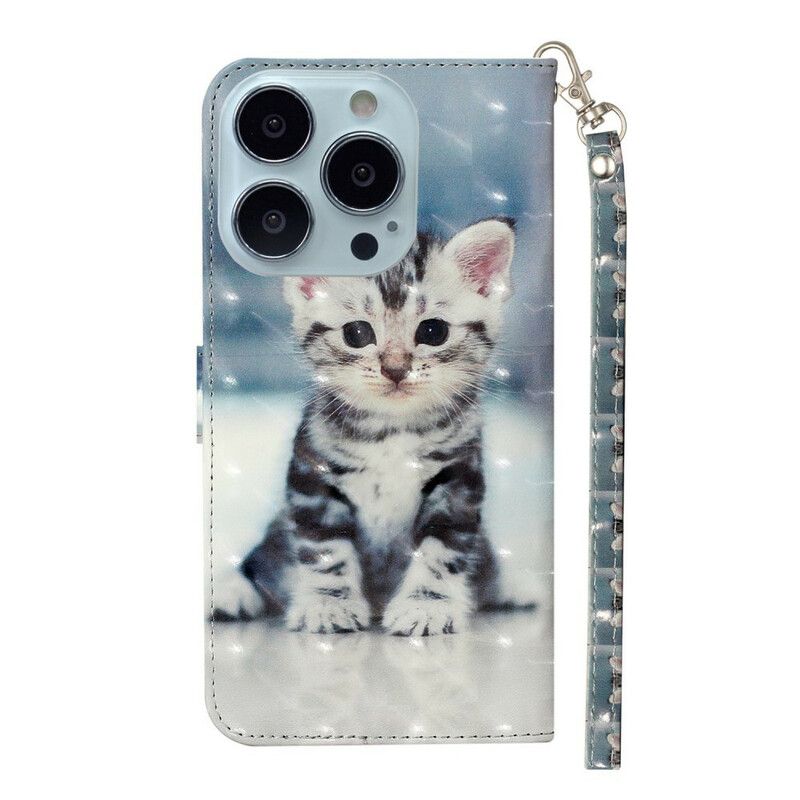 Flip Cover iPhone 13 Pro Max Kitten Light Spots Strappy