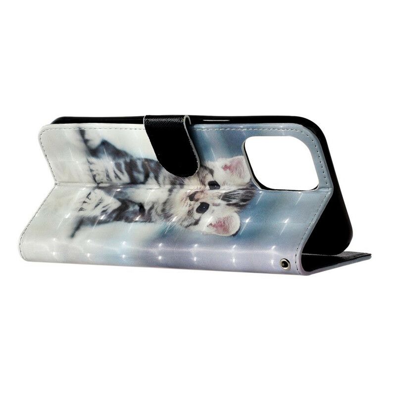 Flip Cover iPhone 13 Pro Max Kitten Light Spots Strappy