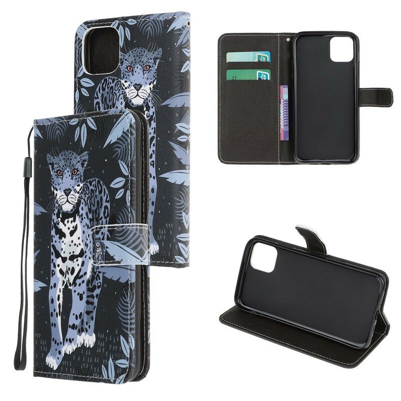 Flip Cover iPhone 13 Pro Max Leopard Strappy