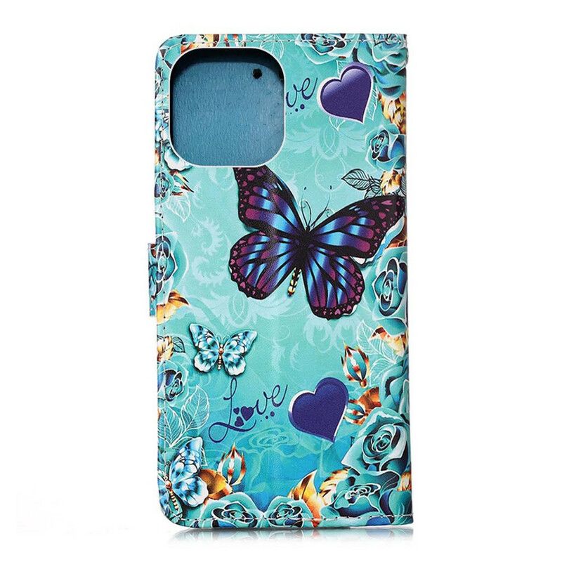 Flip Cover iPhone 13 Pro Max Love Butterflies Strappy