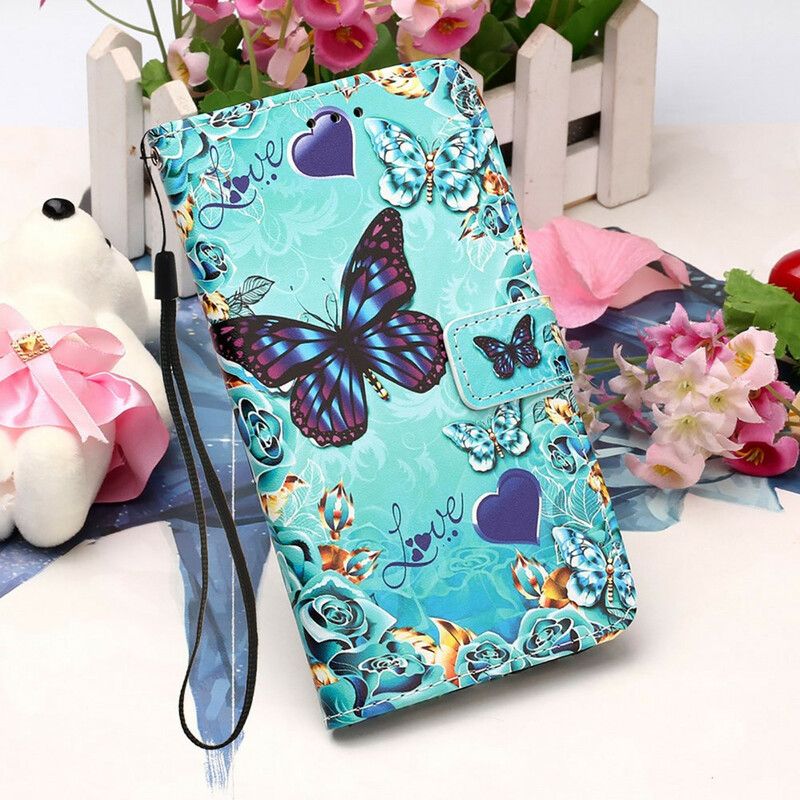 Flip Cover iPhone 13 Pro Max Love Butterflies Strappy