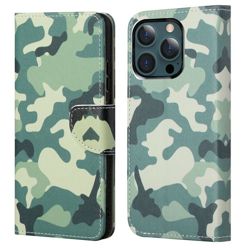 Flip Cover iPhone 13 Pro Max Militær Camouflage