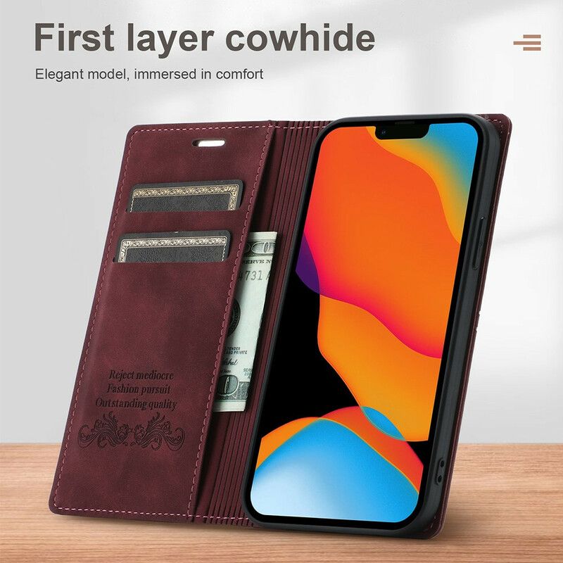 Flip Cover iPhone 13 Pro Max Stil Lædersøm Magnetisk Lås