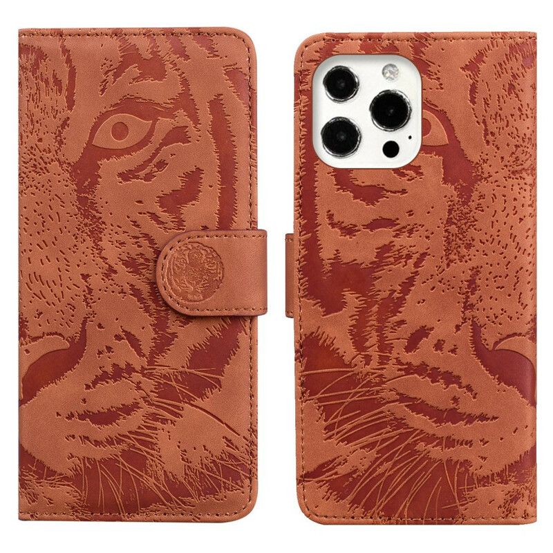 Flip Cover iPhone 13 Pro Max Tiger Face Print