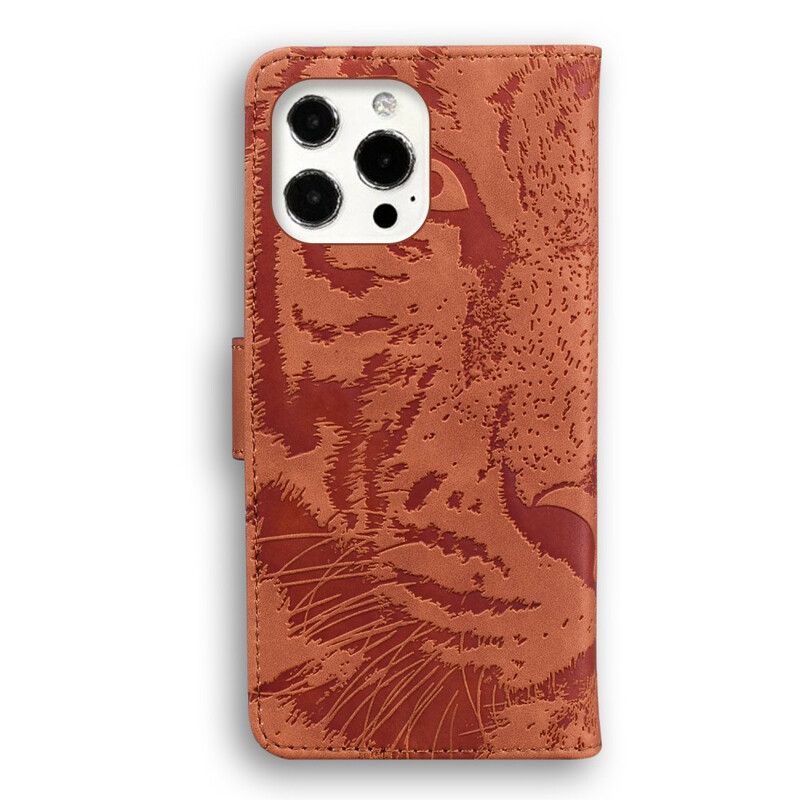 Flip Cover iPhone 13 Pro Max Tiger Face Print