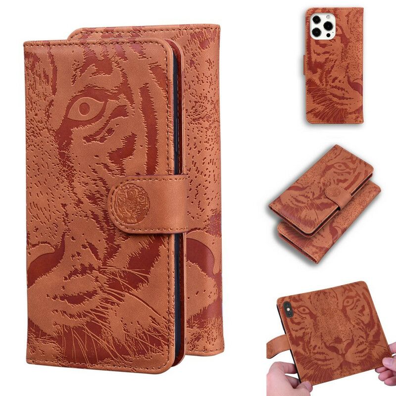 Flip Cover iPhone 13 Pro Max Tiger Face Print