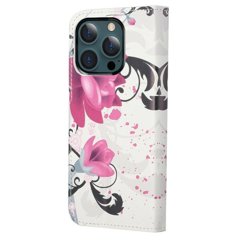 Flip Cover iPhone 13 Pro Max Tropiske Blomster