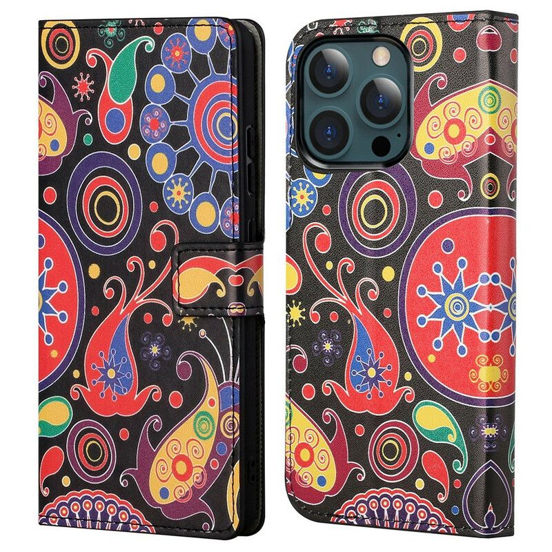 Læder Cover iPhone 13 Pro Max Telefon Etui Design Galaxy