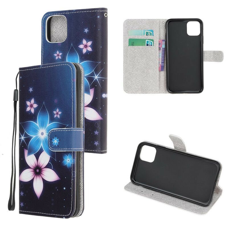 Læder Cover iPhone 13 Pro Max Telefon Etui Lunar Strappy Flowers