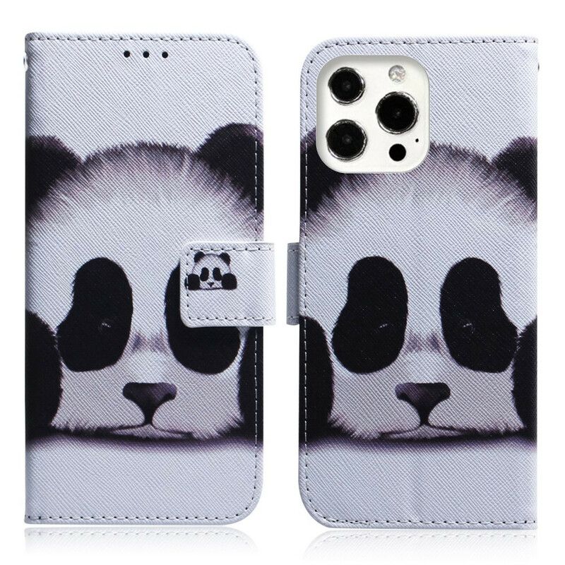 Læder Cover iPhone 13 Pro Max Telefon Etui Panda Face