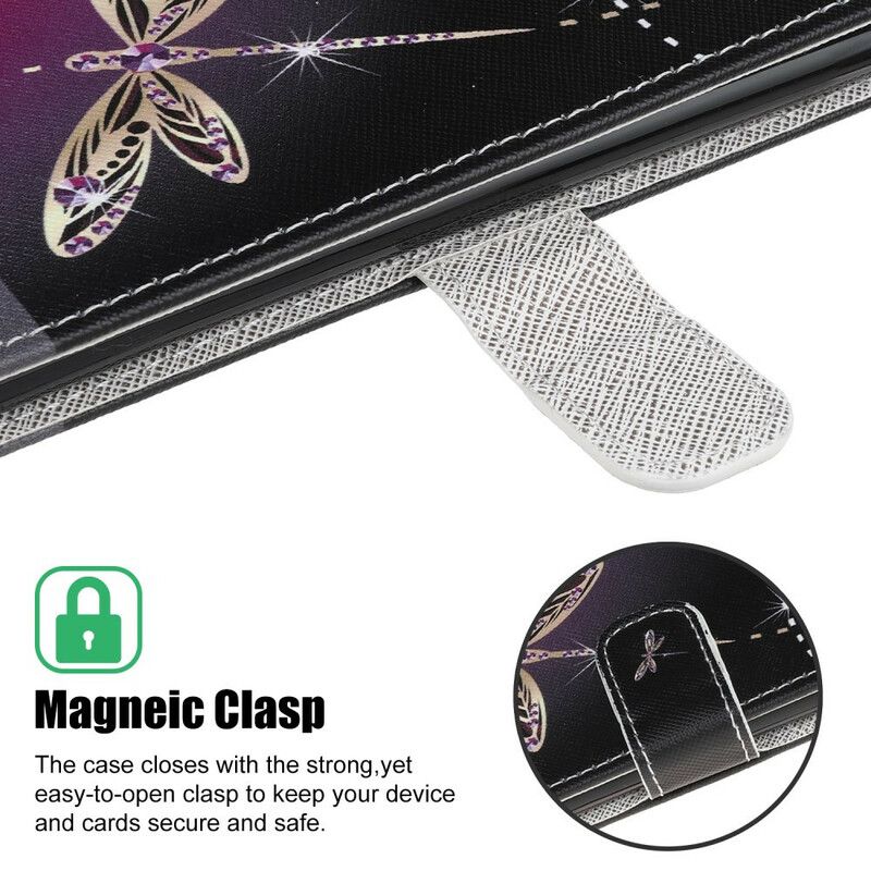 Læder Cover iPhone 13 Pro Max Telefon Etui Strappy Dragonflies