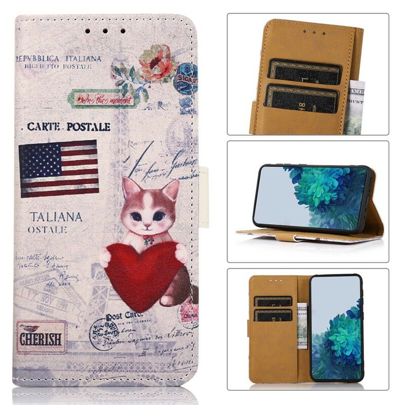 Læder Cover iPhone 13 Pro Max Telefon Etui Travelling Cat