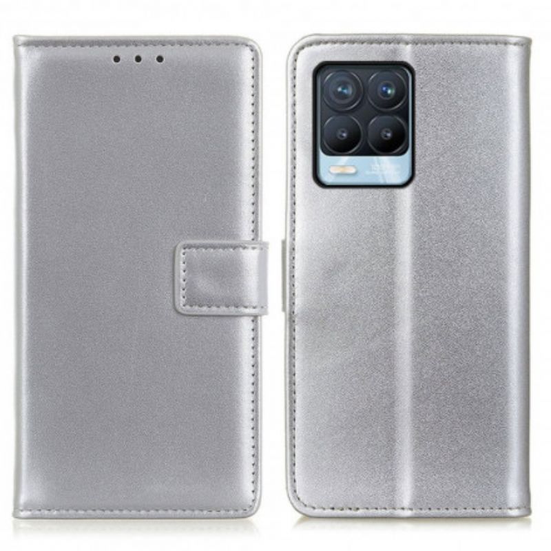 Læder Cover Realme 8 / 8 Pro Telefon Etui Almindeligt Imiteret Læder