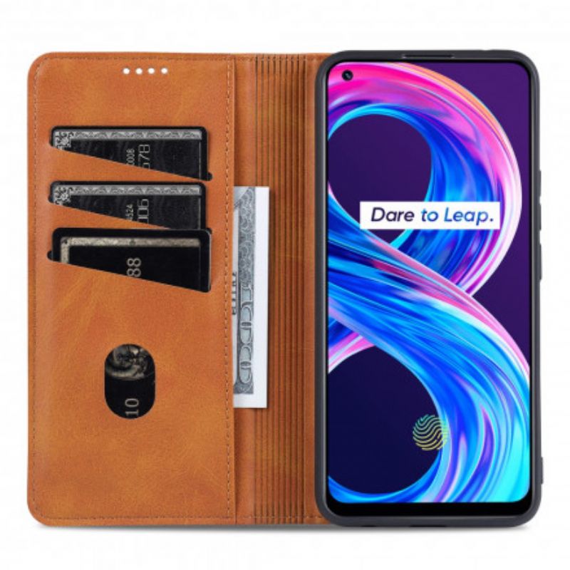 Læder Cover Realme 8 / 8 Pro Telefon Etui Azns Læderstil