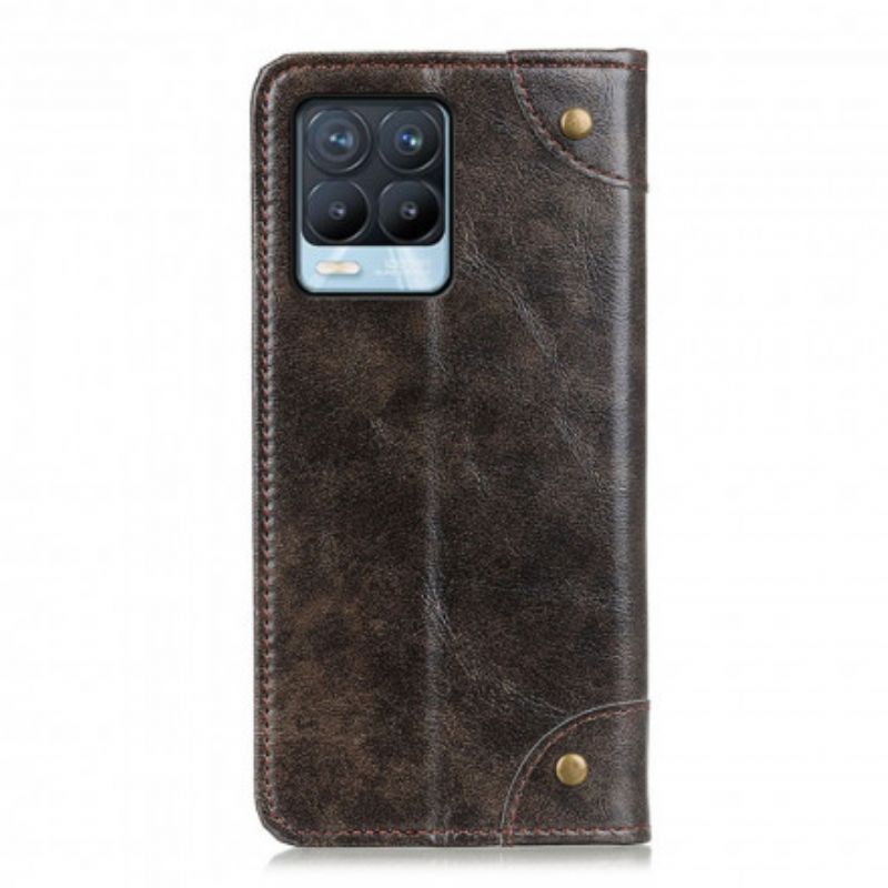 Læder Cover Realme 8 / 8 Pro Telefon Etui Vintage Lædernitter