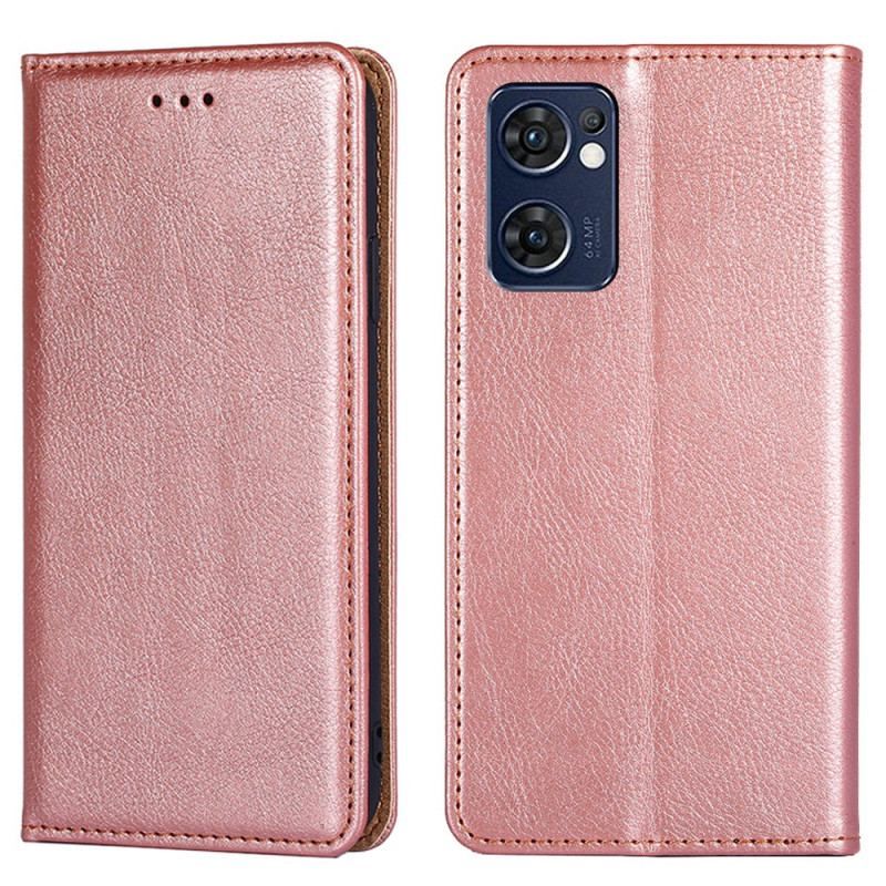 Cover Oppo Find X5 Lite Flip Cover Imiteret Lædersøm