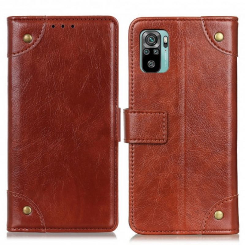 Læder Cover Xiaomi Redmi Note 10 / 10S Style Nappa Læder Vintage Nitter