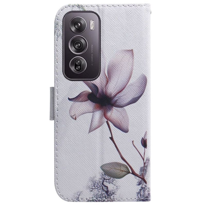 Flip Cover Oppo Reno 12 Pro 5g Lyserød Blomst