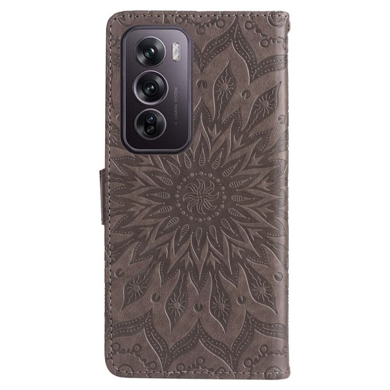 Læder Cover Oppo Reno 12 Pro 5g Telefon Etui Mandala Med Rem