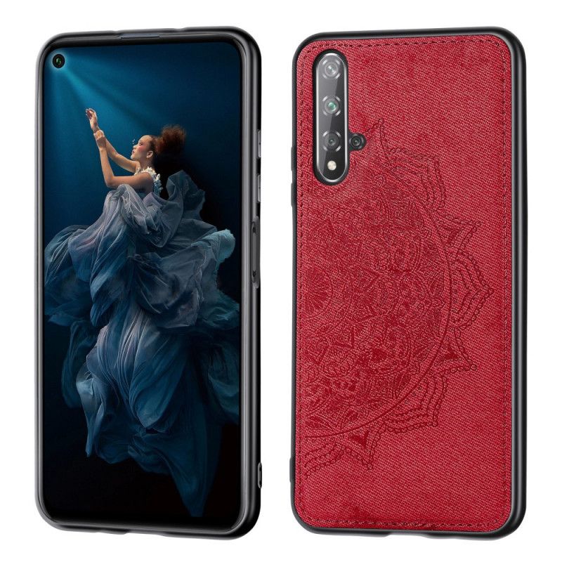 Cover for Huawei Nova 5T Sort Stof Og Mandala Tekstur