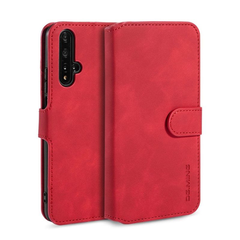 Flip Cover Læder for Huawei Nova 5T Sort Retro Dg.Ming