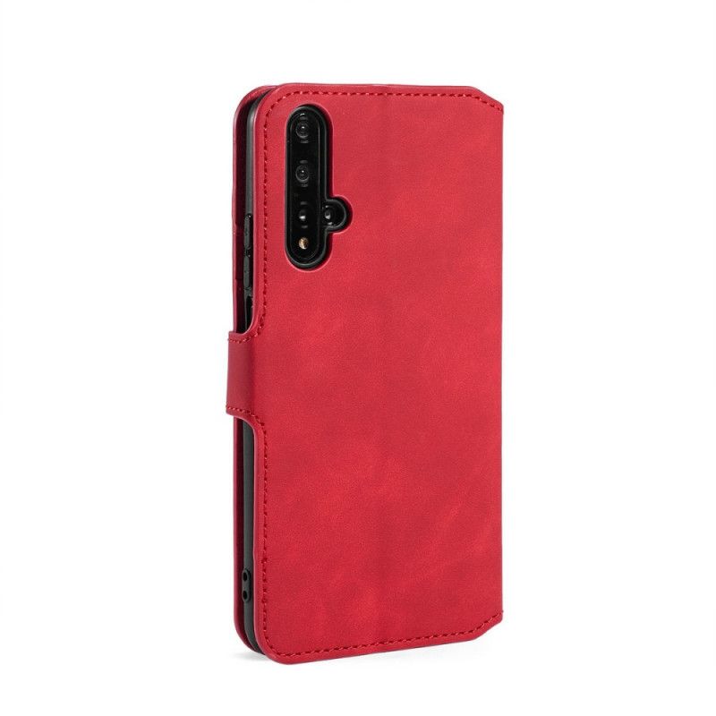 Flip Cover Læder for Huawei Nova 5T Sort Retro Dg.Ming