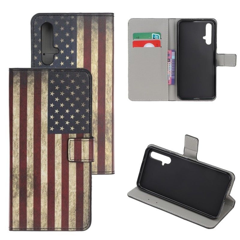 Flip Cover Læder Huawei Nova 5T Amerikansk Flag