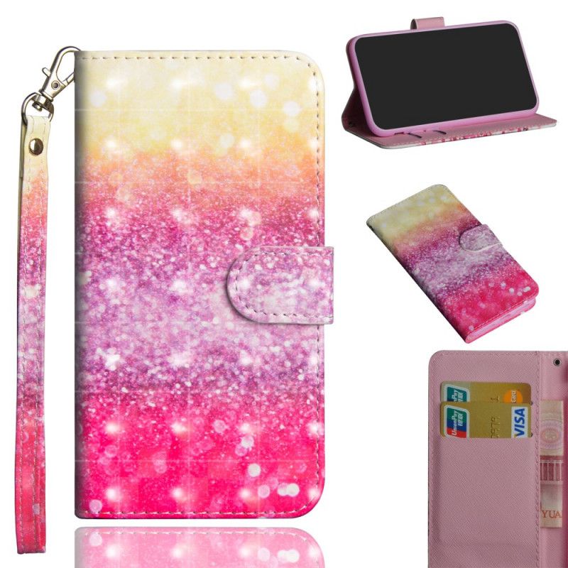 Flip Cover Honor 20e / 20 Lite Mobilcover Magenta Glittergradient