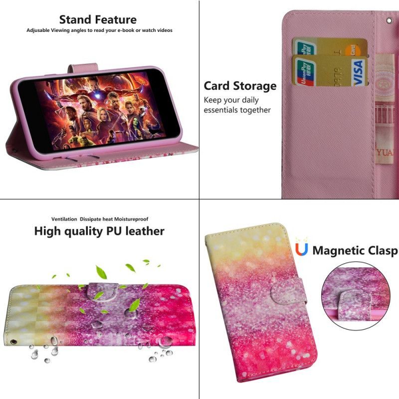 Flip Cover Honor 20e / 20 Lite Mobilcover Magenta Glittergradient