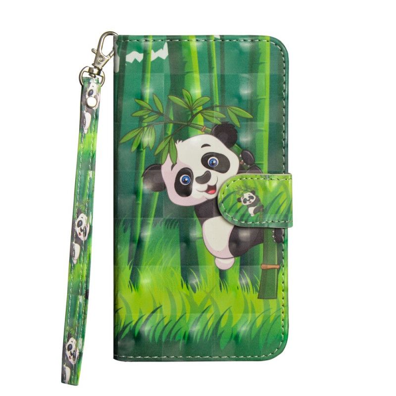 Flip Cover Læder Honor 20e / 20 Lite Panda Og Bambus