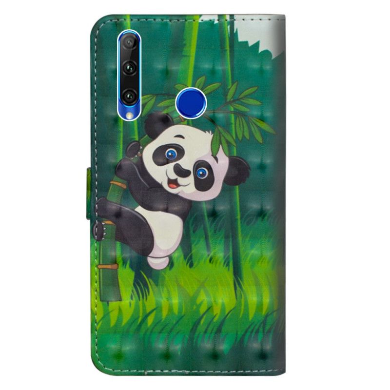 Flip Cover Læder Honor 20e / 20 Lite Panda Og Bambus