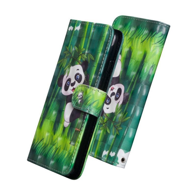 Flip Cover Læder Honor 20e / 20 Lite Panda Og Bambus