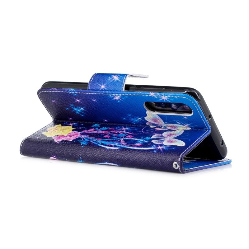 Flip Cover Huawei P20 Pro Lyserød Sommerfugle Om Natten