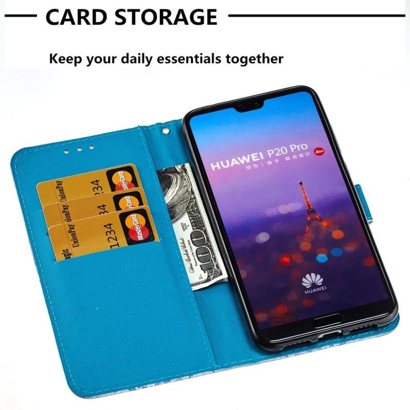 Flip Cover Huawei P20 Pro Mobilcover 3D Blå Kranium