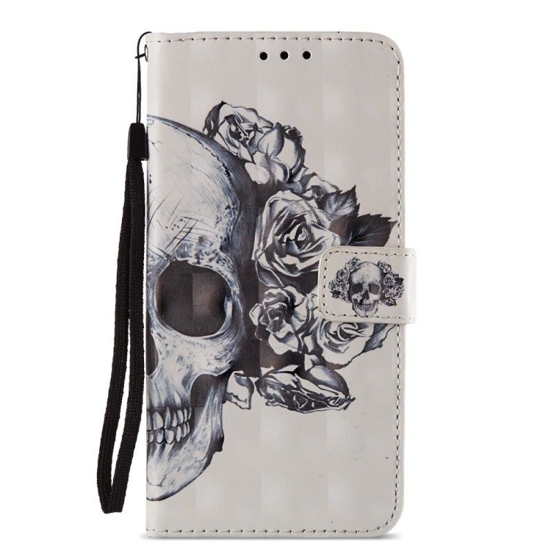 Flip Cover Læder for Huawei P20 Pro 3D Blomsterskalle