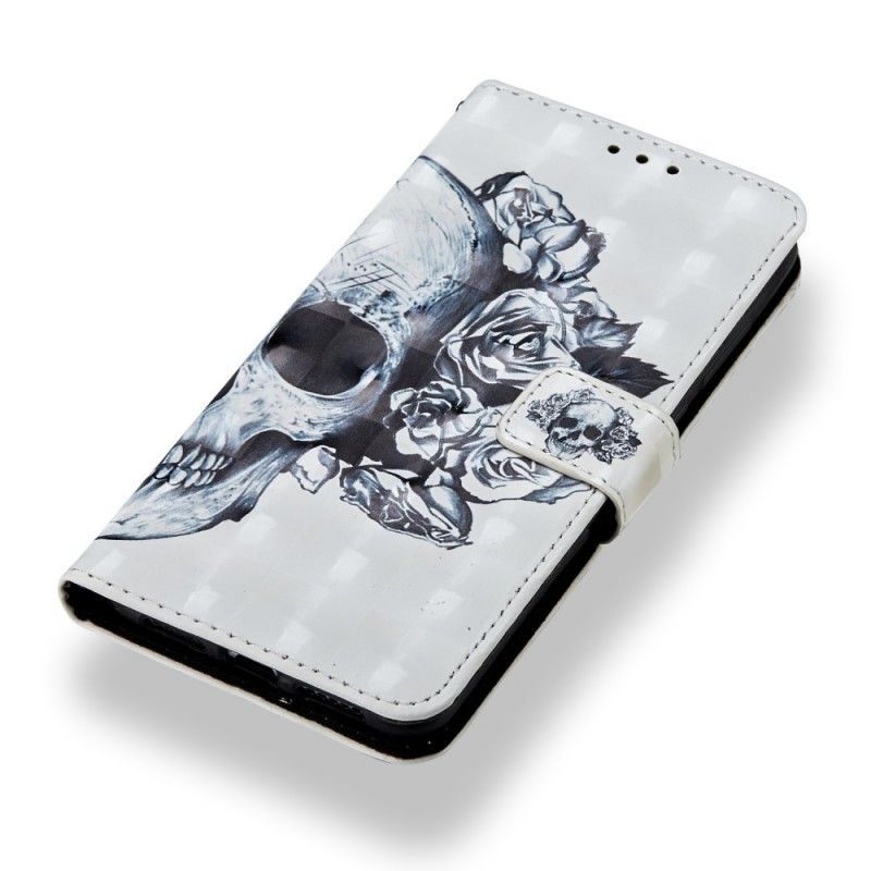 Flip Cover Læder for Huawei P20 Pro 3D Blomsterskalle