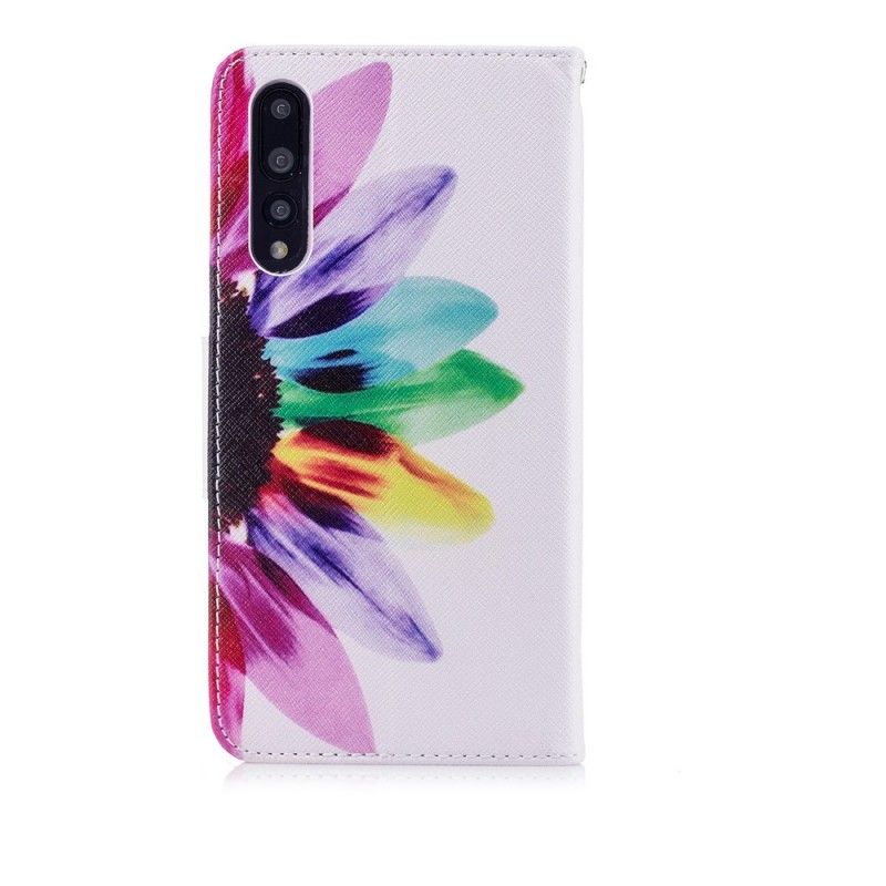 Flip Cover Læder for Huawei P20 Pro Akvarelblomst