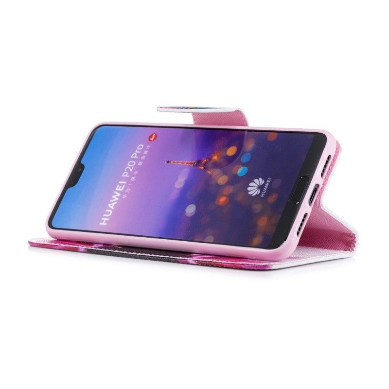 Flip Cover Læder for Huawei P20 Pro Akvarelblomst