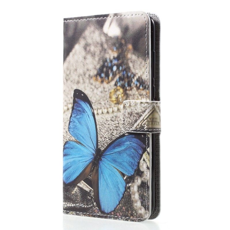 Flip Cover Læder for Huawei P20 Pro Blå Sommerfugl