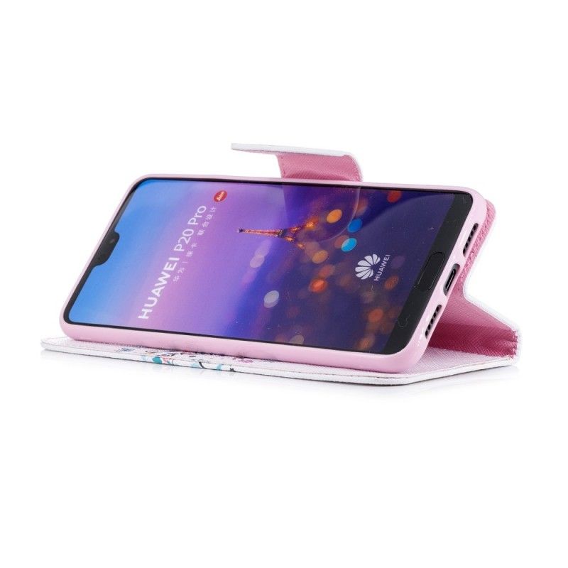 Flip Cover Læder for Huawei P20 Pro Blomstret Træ