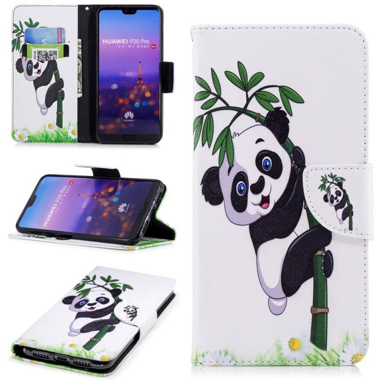 Flip Cover Læder for Huawei P20 Pro Panda På Bambus