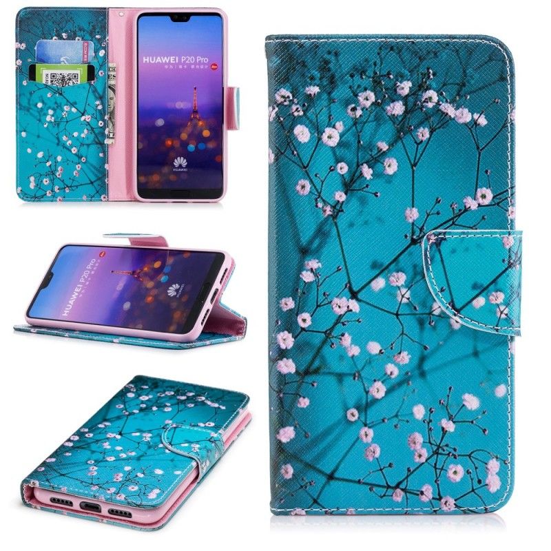 Flip Cover Læder Huawei P20 Pro Blomstrende Træ